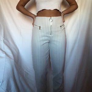 White pinstriped pants